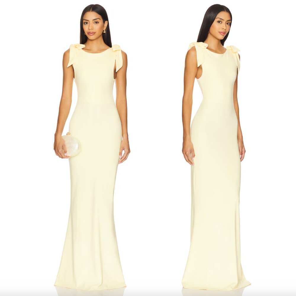 NEW OW Collection x REVOLVE Cornelia Maxi Dress Butter Yellow Light Formal Gown